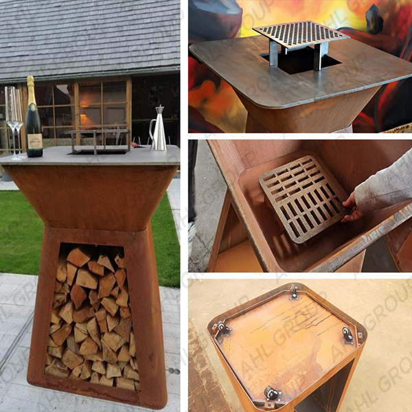 <h3>Corten Steel Charcoal Grill At Terrace With Removable Center </h3>
